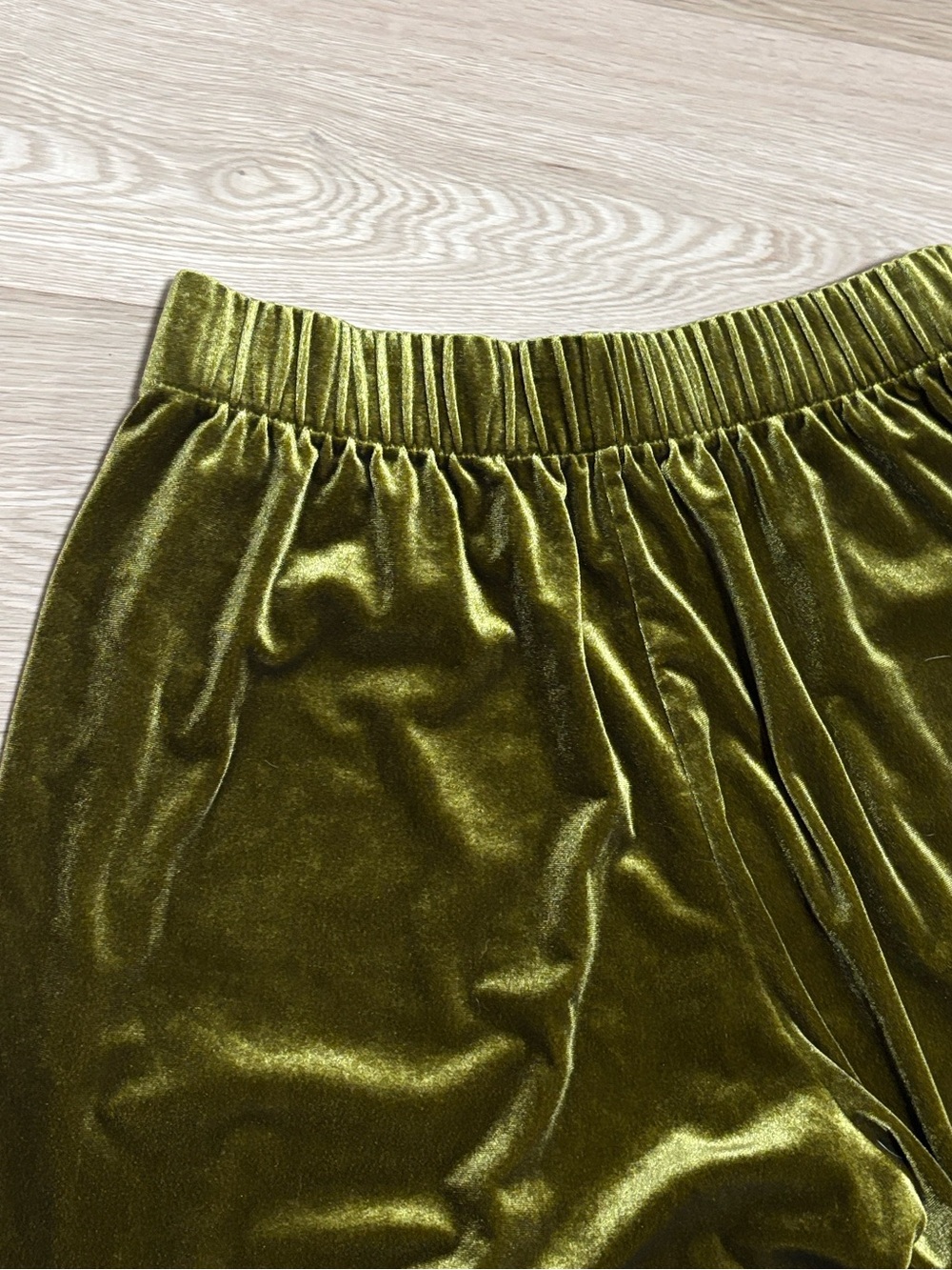 UNIQLO (M) Velour Wide Straight Leg Cropped Pants Soft Cozy Stretch Olive Green - Picture 12 of 14